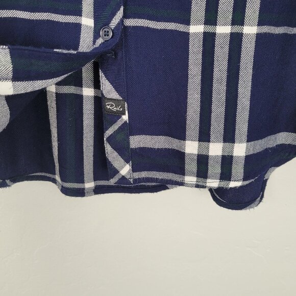 Rails Hunter Button Up Shirt Long Sleeve Plaid Navy Blue White Green Size M - Picture 9 of 15